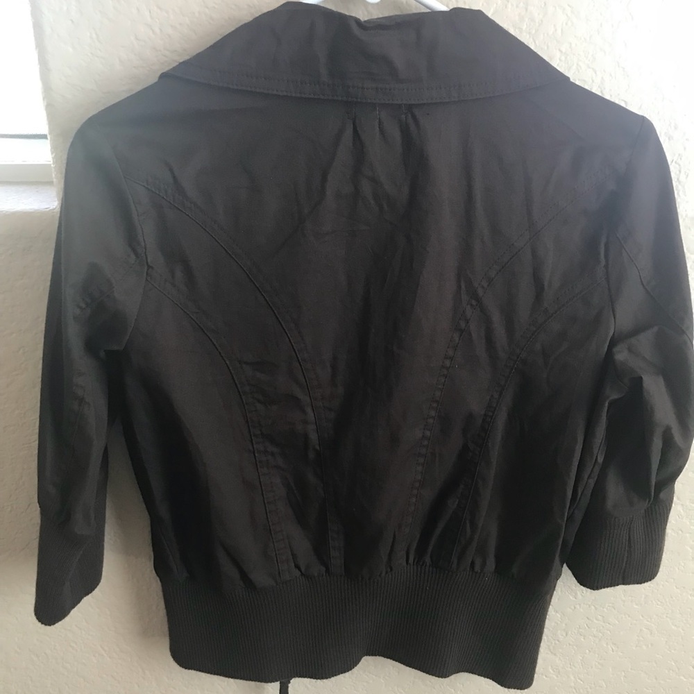 Brown 3/4 Sleeve Zipper Detail Jacket by Wet Seal - Picture 4 of 5